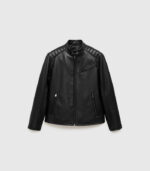 Leather-effect jacket with stitching detail